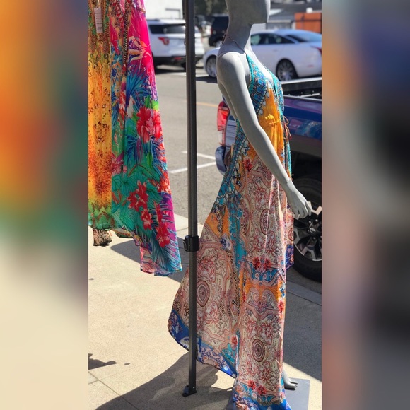 NEW Vaid Garden Floral Luxury Crystal Halter Maxi Dress - Picture 5 of 9